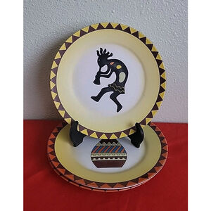 Vintage Southwestern Decorative Plates - Set of 3 Kokopelli & Pottery Design.8"